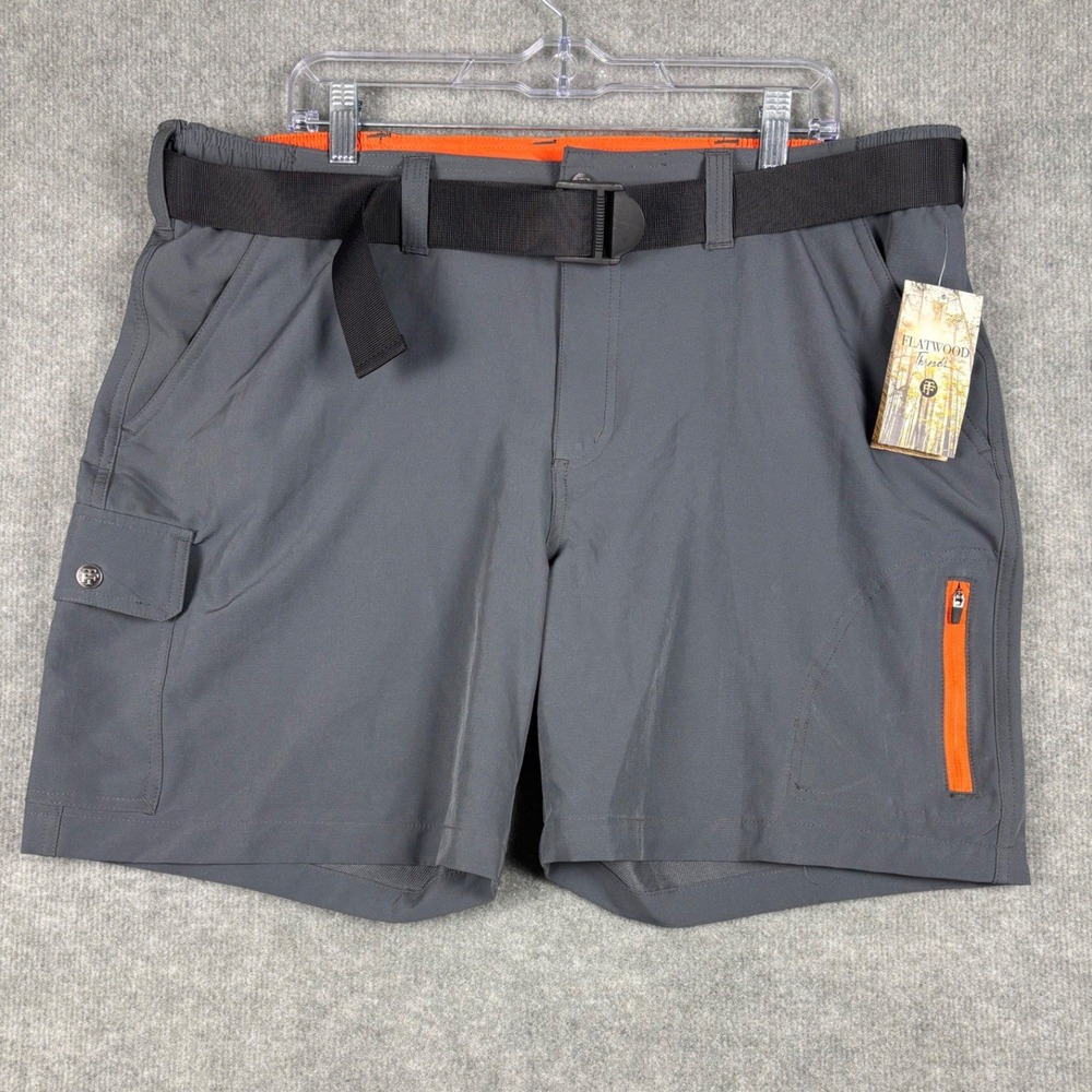 Flatwood Threads Performance Cargo Shorts XL 40/42 Gray‎ Belted Stretch Hiking